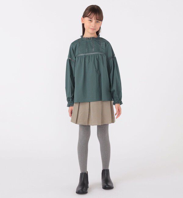 SHIPS KIDS「SHIPS KIDS:140～150cm / レース ピンタック 長袖 ブラウス」|シャツ・ブラウス|