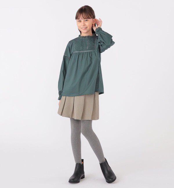SHIPS KIDS「SHIPS KIDS:140～150cm / レース ピンタック 長袖 ブラウス」|シャツ・ブラウス|