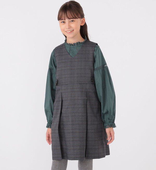 SHIPS KIDS「SHIPS KIDS:140～150cm / レース ピンタック 長袖 ブラウス」|シャツ・ブラウス|