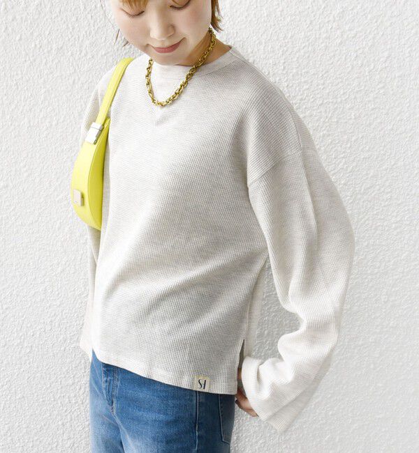 SHIPS for women「〈洗濯機可能〉ワイド スリーブ ワッフル プルオーバー」|Tシャツ・カットソー|