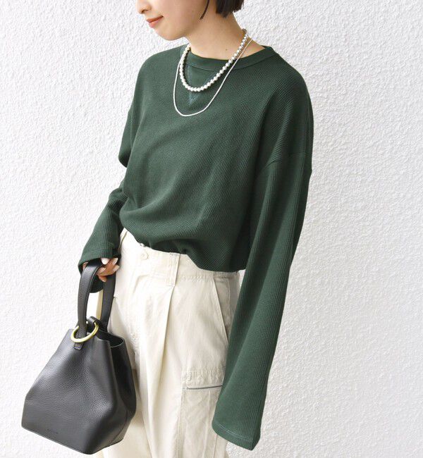 SHIPS for women「〈洗濯機可能〉ワイド スリーブ ワッフル プルオーバー」|Tシャツ・カットソー|