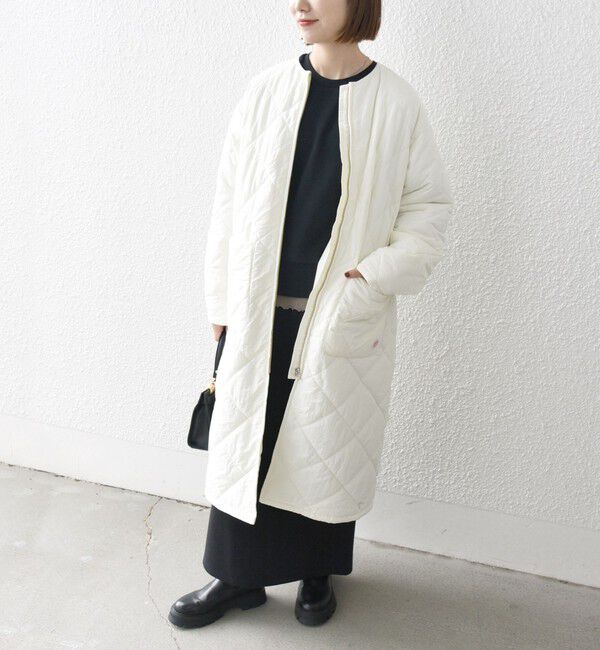 SHIPS any「SHIPS any: 〈撥水加工〉中綿 クルーネック キルティング ロング コート」|その他|オフホワイト