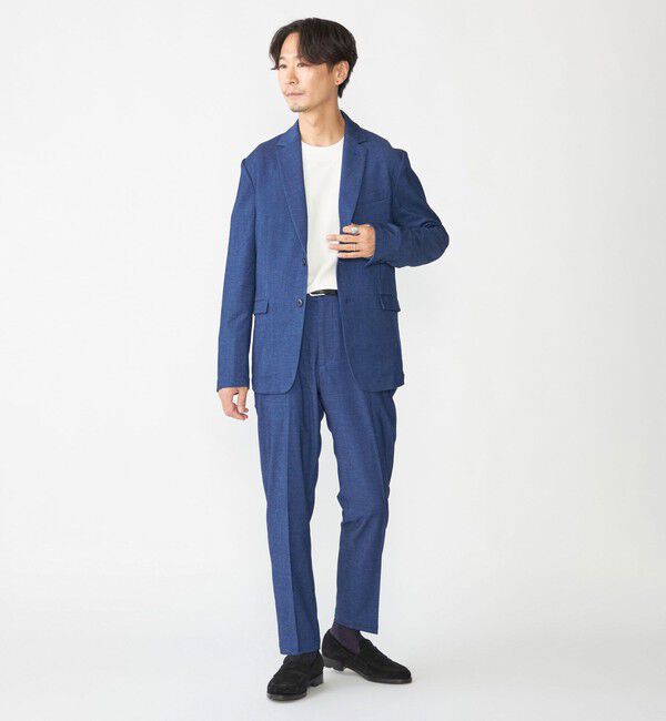 SHIPS「【WEB限定】SHIPS:〈手洗い可能〉デニムライク ストレッチ セットアップ（ジャケット＋パンツ）」|スーツ|ロイヤルブルー