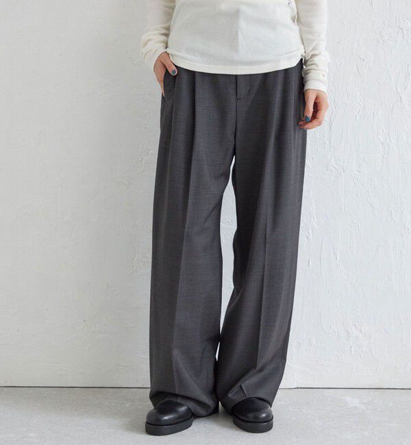 SHIPS for women「Wai＋:〈手洗い可能〉ウール混 2タック スラックス」|スラックス|ダークグレー