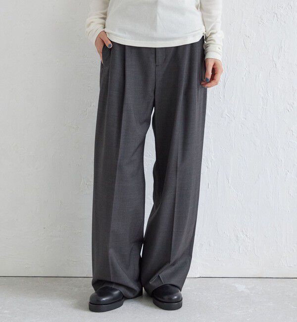 SHIPS for women「Wai＋:〈手洗い可能〉ウール混 2タック スラックス」|スラックス|