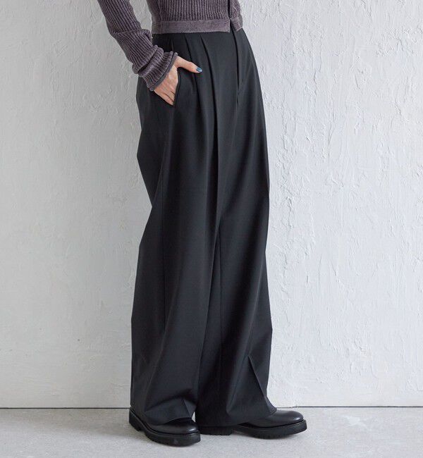 SHIPS for women「Wai＋:〈手洗い可能〉ウール混 2タック スラックス」|スラックス|