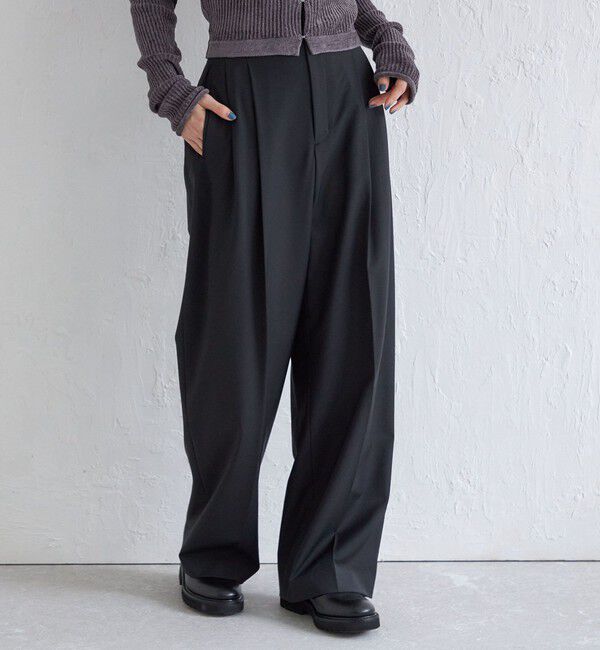 SHIPS for women「Wai＋:〈手洗い可能〉ウール混 2タック スラックス」|スラックス|