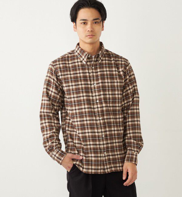 SHIPS Colors 「SHIPS Colors: 〈洗濯機可能〉ネル ボタンダウン シャツ」|シャツ・ブラウス|ブラウン