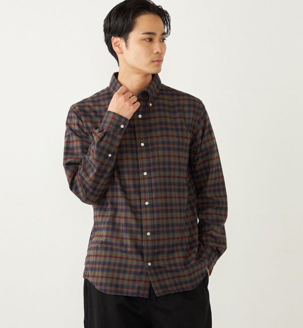 SHIPS Colors 「SHIPS Colors: 〈洗濯機可能〉ネル ボタンダウン シャツ」|シャツ・ブラウス|グリーン