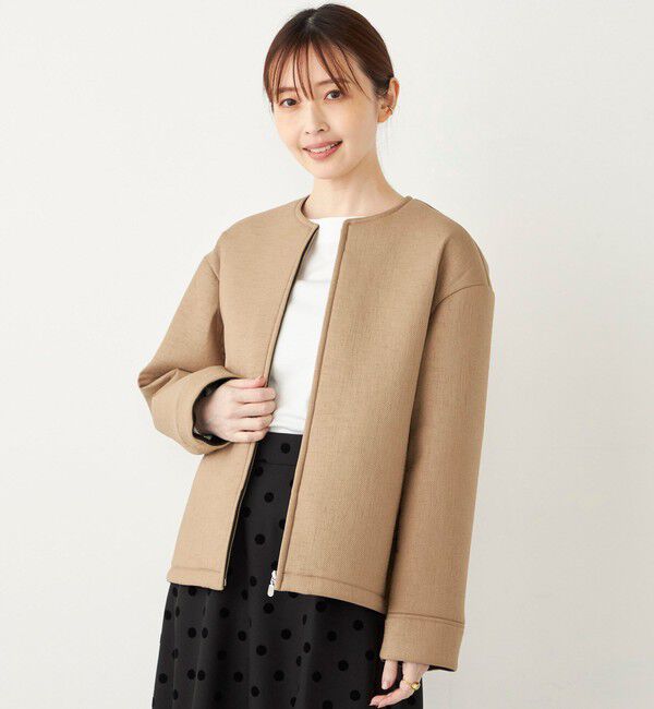 SHIPS Colors 「SHIPS Colors:ボンディング ノーカラー ジップ アウター」|ノーカラーコート|