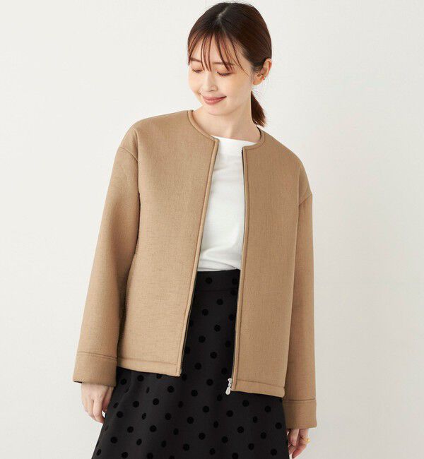 SHIPS Colors 「SHIPS Colors:ボンディング ノーカラー ジップ アウター」|ノーカラーコート|