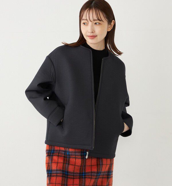 SHIPS Colors 「SHIPS Colors:ボンディング ノーカラー ジップ アウター」|ノーカラーコート|