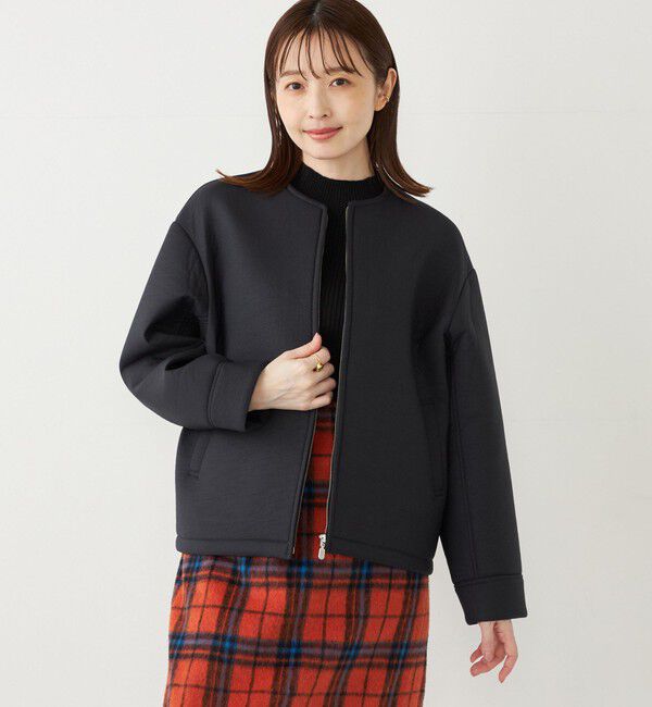 SHIPS Colors 「SHIPS Colors:ボンディング ノーカラー ジップ アウター」|ノーカラーコート|