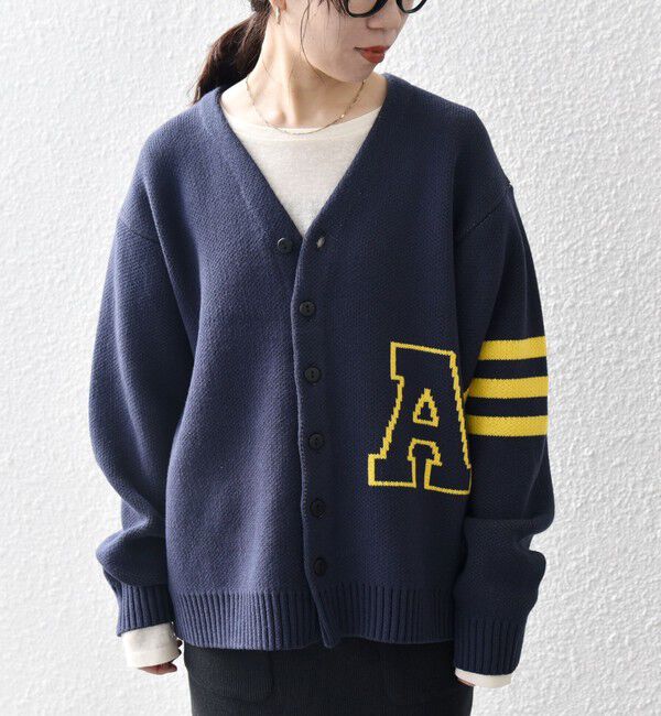 SHIPS any「【SHIPS any別注】sports wear:〈手洗い可能〉レタード ニット カーディガン◇」|カーディガン|ネイビー