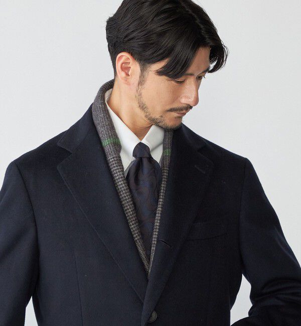 SHIPS「PIACENZA: シルク/ウール グレンチェック マフラー」|マフラー|チャコールグレー