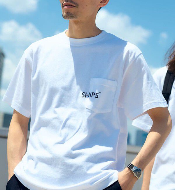 SHIPS「【WEB限定】SHIPS: SHIPSロゴ プリント ポケット Tシャツ」|Tシャツ・カットソー|