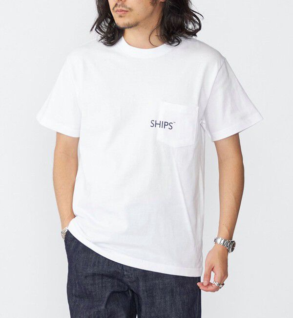 SHIPS「【WEB限定】SHIPS: SHIPSロゴ プリント ポケット Tシャツ」|Tシャツ・カットソー|