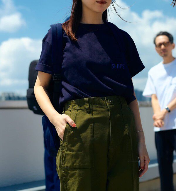 SHIPS「【WEB限定】SHIPS: SHIPSロゴ プリント ポケット Tシャツ」|Tシャツ・カットソー|ネイビー