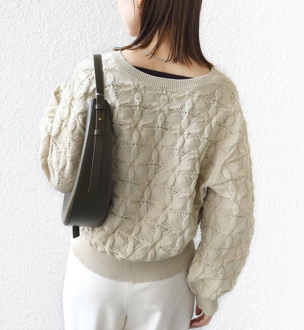 SHIPS for women「《一部予約》【WEB限定】〈洗濯機可能〉2WAY フラワー ジャカード ハーフ ジップ プルオーバー」|ニット・セーター|