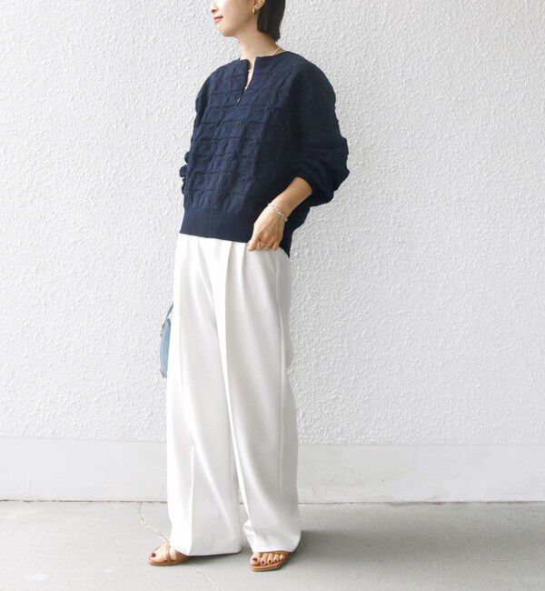 SHIPS for women「《一部予約》【WEB限定】〈洗濯機可能〉2WAY フラワー ジャカード ハーフ ジップ プルオーバー」|ニット・セーター|