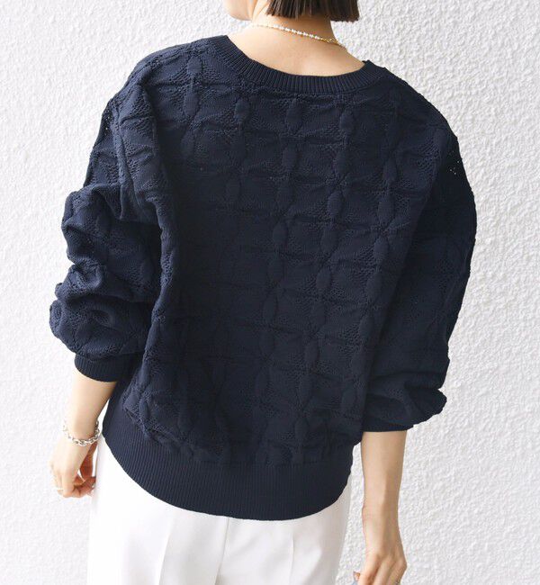 SHIPS for women「《一部予約》【WEB限定】〈洗濯機可能〉2WAY フラワー ジャカード ハーフ ジップ プルオーバー」|ニット・セーター|