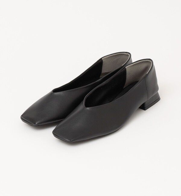quaranciel「quaranciel: Vカット スクエア トゥ フラットシューズ」|パンプス|