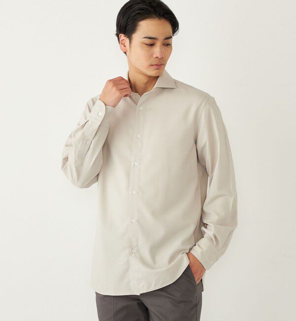 SHIPS Colors 「SHIPS Colors:ノーアイロン ウールライク ワイドカラー シャツ◇」|シャツ・ブラウス|ベージュ