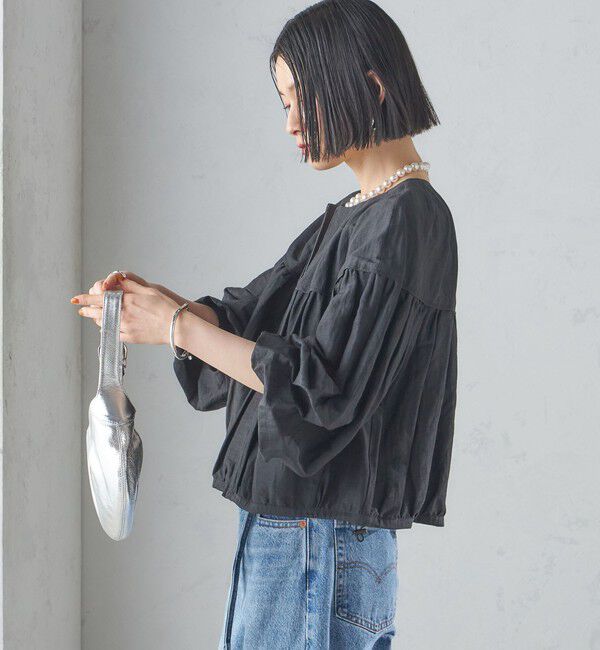 SHIPS for women「〈手洗い可能〉リネン混 シアー ギャザー ブルゾン」|ブルゾン・スタジャン|