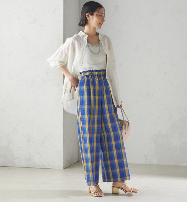 SHIPS for women「〈手洗い可能〉DEVEAUX マドラス チェック ギャザー パンツ」|その他|