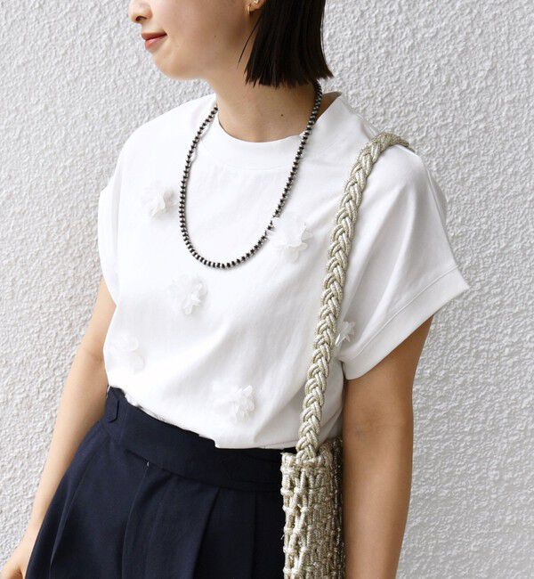 SHIPS for women「【WEB限定】フラワー モチーフ クルーネック TEE」|Tシャツ・カットソー|