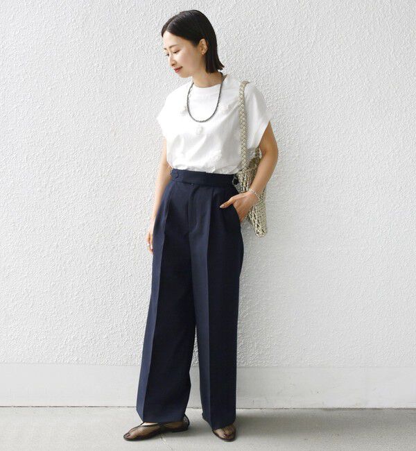 SHIPS for women「【WEB限定】フラワー モチーフ クルーネック TEE」|Tシャツ・カットソー|