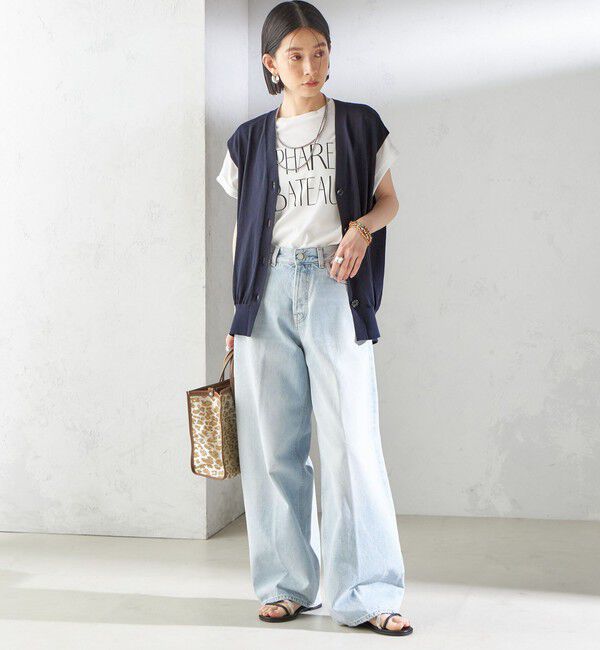 SHIPS for women「〈接触冷感 / 手洗い可能〉アイスコットン フレンチ スリーブ ジレ カーディガン」|ベスト・ジレ|