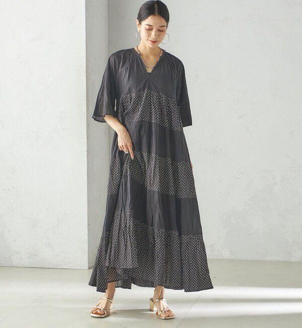 SHIPS for women「〈手洗い可能〉Fanaka:クリンクル 袖 フレア ロング ワンピース」|ワンピース|