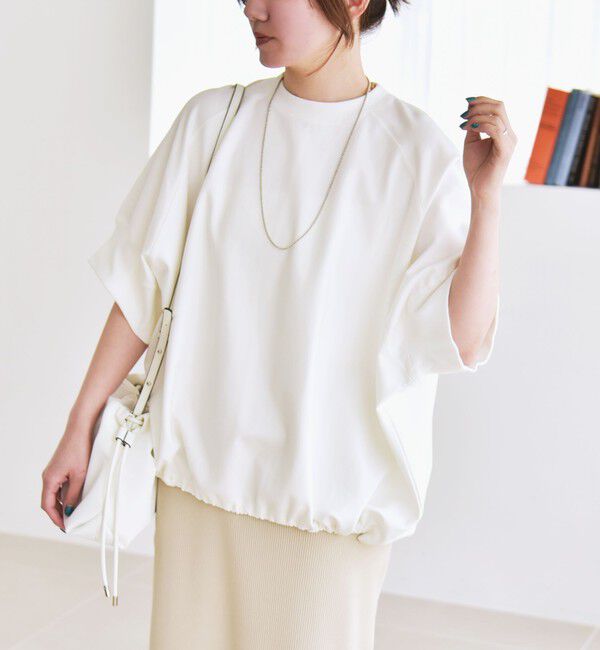 quaranciel「quaranciel:〈洗濯機可能〉ライト ポンチ ハーフスリーブ ドロスト ルーズ TEE」|Tシャツ・カットソー|