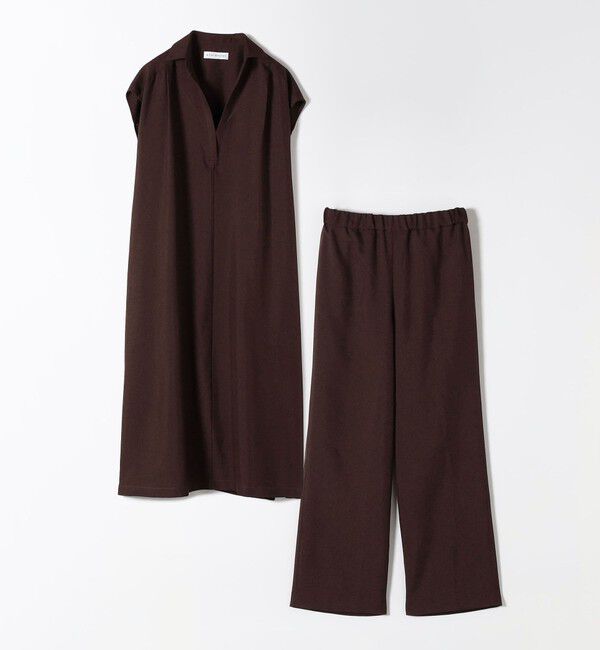 quaranciel「quaranciel:〈洗濯機可能〉リネン ライク スキッパー シャツ ワンピース＆パンツ セットアップ」|ワンピース|