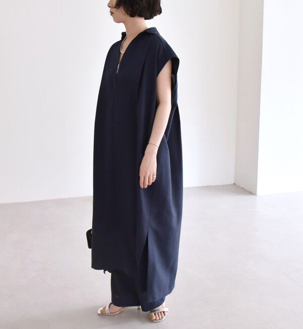 quaranciel「quaranciel:〈洗濯機可能〉リネン ライク スキッパー シャツ ワンピース＆パンツ セットアップ」|ワンピース|