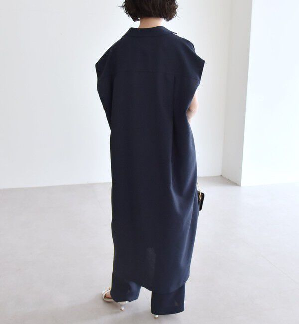 quaranciel「quaranciel:〈洗濯機可能〉リネン ライク スキッパー シャツ ワンピース＆パンツ セットアップ」|ワンピース|