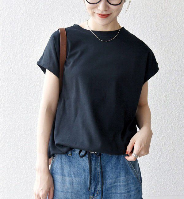 SHIPS any「SHIPS any:〈接触冷感/汗染み防止加工/洗濯機可能〉ドロスト フレンチスリーブ TEE」|Tシャツ・カットソー|