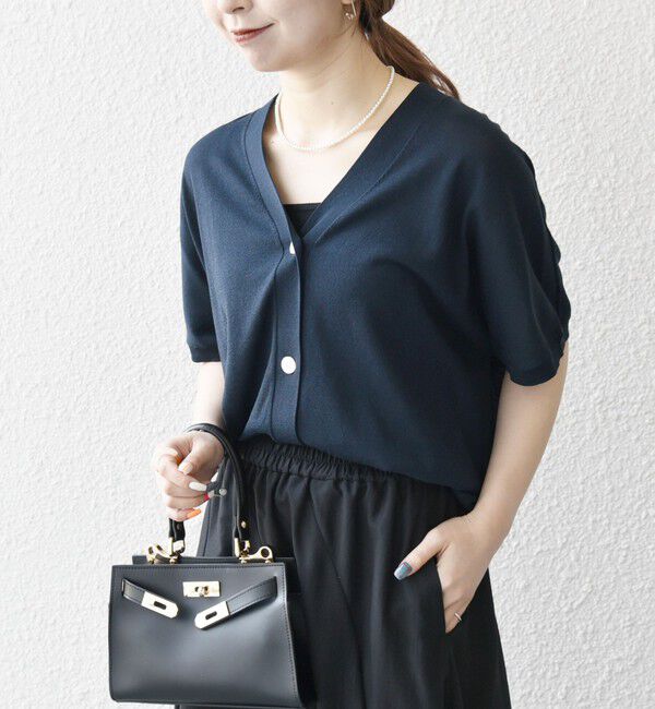 SHIPS any「SHIPS any:〈接触冷感/手洗い可能〉Vネック ドルマン ミディ カーディガン」|カーディガン|