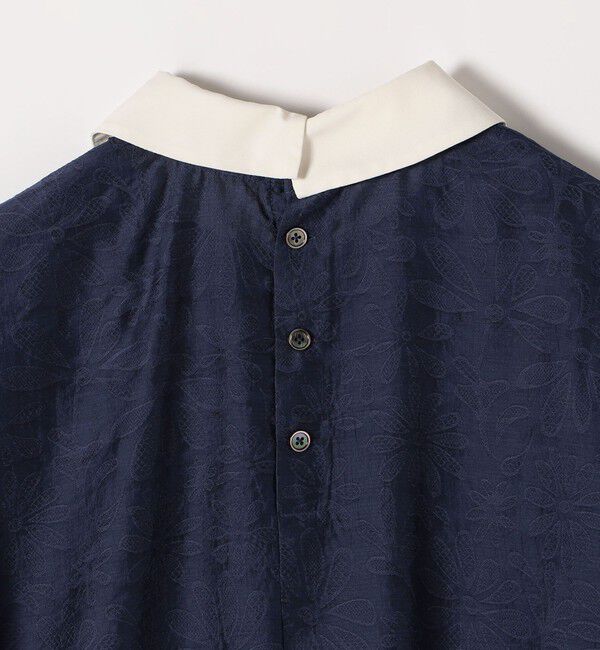 SHIPS any「SHIPS any:〈洗濯機可能〉フラワー ジャカード バイカラー プルオーバー シャツ」|シャツ・ブラウス|