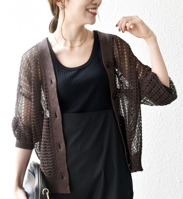 SHIPS any「SHIPS any:〈手洗い可能〉ギマ ワイド Vネック シアー カーディガン」|カーディガン|