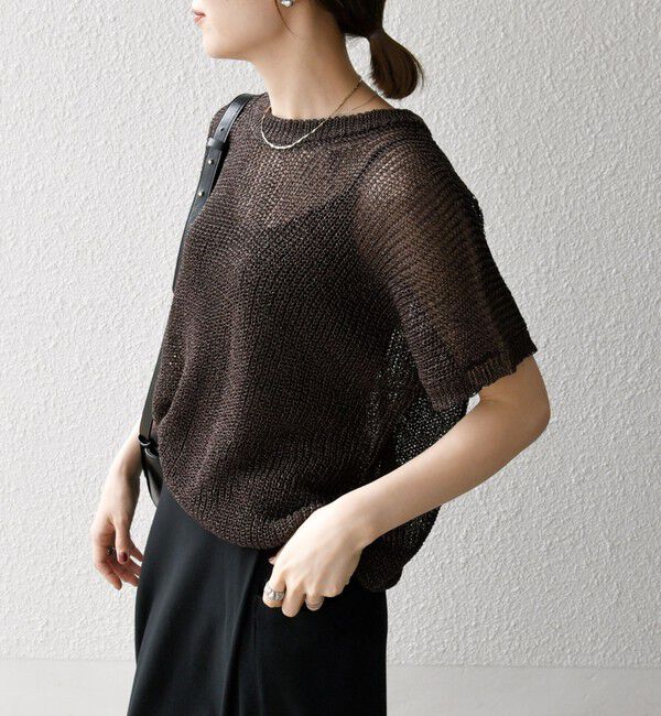 SHIPS any「SHIPS any:〈手洗い可能〉ギマ  ワイド フレンチ シアー ニット プルオーバー」|ニット・セーター|