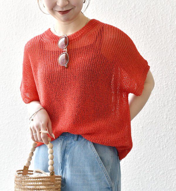 SHIPS any「SHIPS any:〈手洗い可能〉ギマ  ワイド フレンチ シアー ニット プルオーバー」|ニット・セーター|