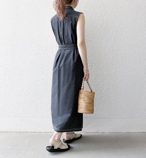 SHIPS any「SHIPS any:〈洗濯機可能〉オックス ステッチ ノースリーブ シャツ ワンピース」|ワンピース|