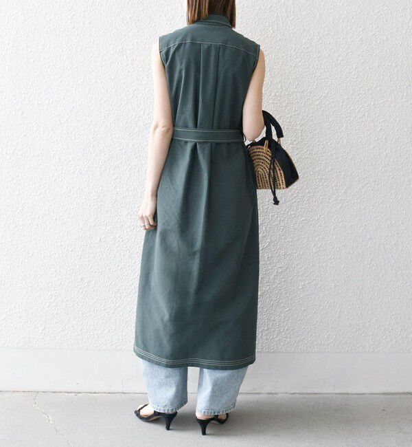 SHIPS any「SHIPS any:〈洗濯機可能〉オックス ステッチ ノースリーブ シャツ ワンピース」|ワンピース|