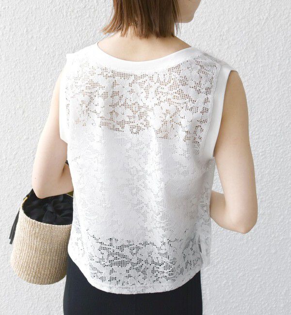 SHIPS for women「〈手洗い可能〉オーガニック コットン レース ノースリーブ プルオーバー」|タンクトップ|