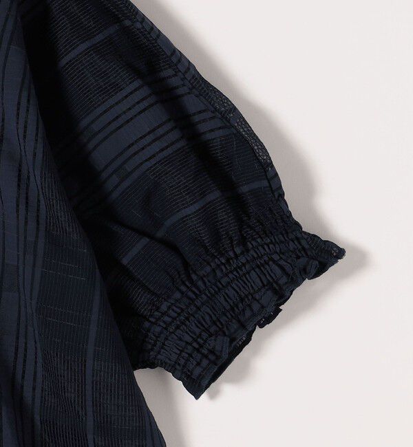 SHIPS any「SHIPS any:〈洗濯機可能〉シアー チェック ドルマン シャーリング パフ ブラウス」|シャツ・ブラウス|