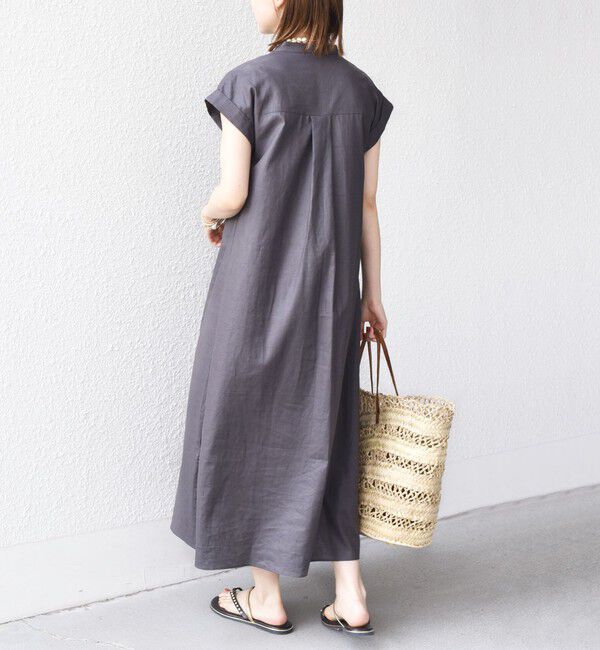 SHIPS for women「《予約》【WEB限定】〈手洗い可能〉リネン レーヨン コーティング ワンピース」|ワンピース|
