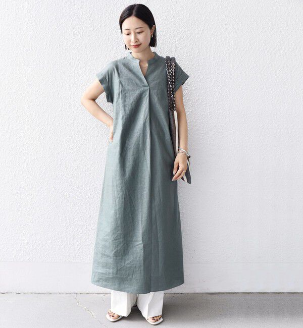 SHIPS for women「《予約》【WEB限定】〈手洗い可能〉リネン レーヨン コーティング ワンピース」|ワンピース|