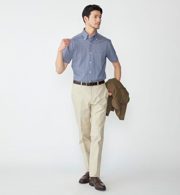 SHIPS「SHIPS: ショートスリーブ ジャージー ギンガムチェック シャツ」|シャツ・ブラウス|